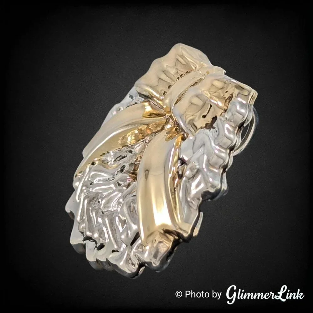 Vintage Silver Plated Wreath Bow Brooch Pendant Gold Tone Holiday Christmas